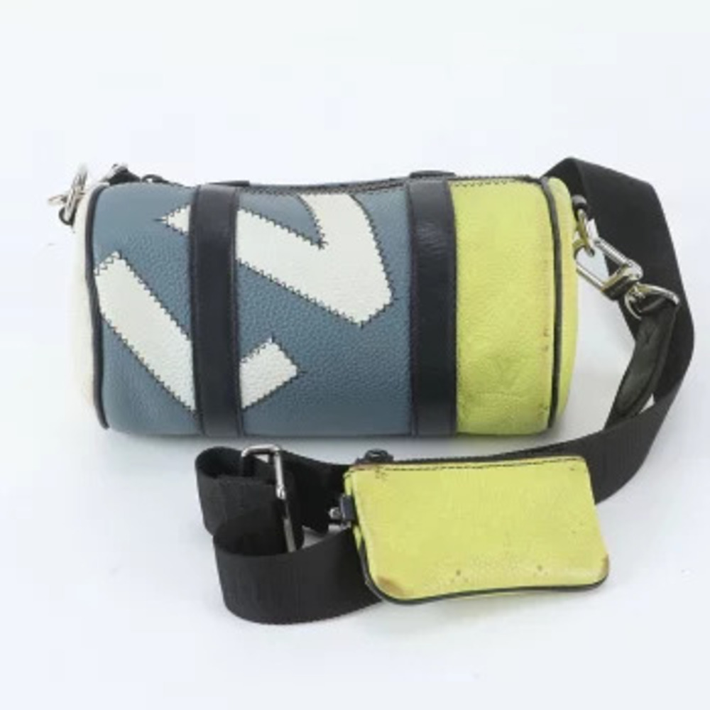 Louis Vuitton Monogram Taurillon Polochon Leather Crossbody Bag Blue Black